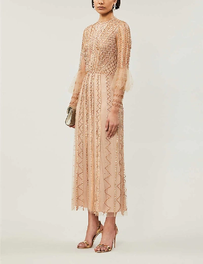 Shop Temperley London Queenie Bead And Faux-pearl Embellished Tulle Maxi Dress