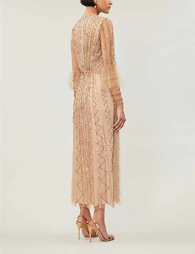 Shop Temperley London Queenie Bead And Faux-pearl Embellished Tulle Maxi Dress