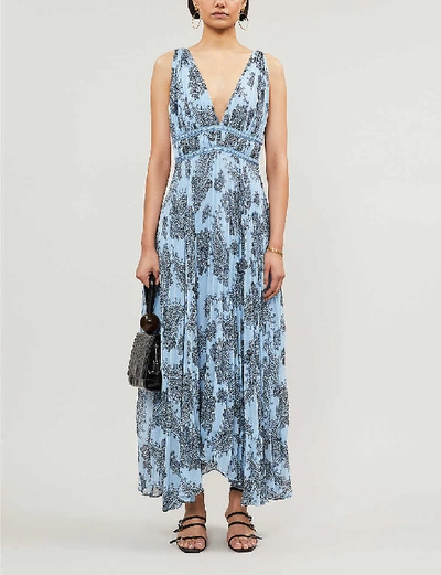 Sandro Beathe Paisley Print Maxi Dress In Blue | ModeSens