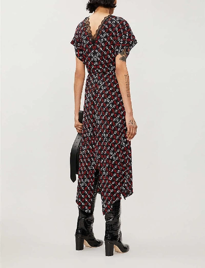 Shop Maje Rorsie Geometric-print Woven Midi Dress