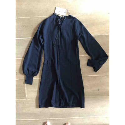 Pre-owned Barrie Cashmere Mid-length Dress In Navy