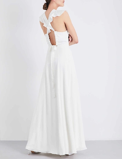 Shop Whistles Womens White Eve Ruffled Silk Wedding Dress 10