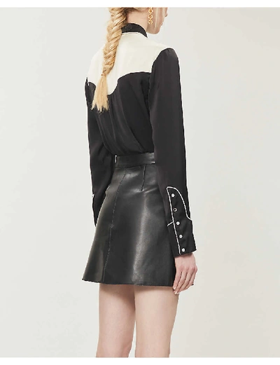 Shop Maje Jisa Leather Mini Skirt In Black