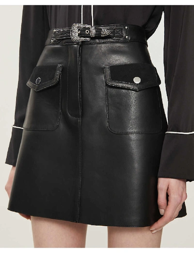 Shop Maje Jisa Leather Mini Skirt In Black