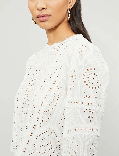 Shop The Kooples Cropped Broderie Anglaise Cotton Top In Ecr01