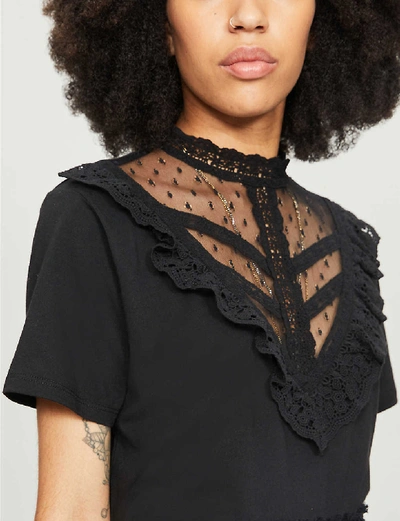 Shop The Kooples Lace T-shirt In Bla01