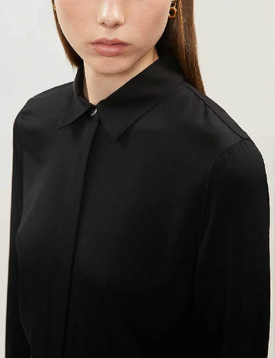 Shop Theory Womens Black Fitted Button-up Stretch-silk Shirt M