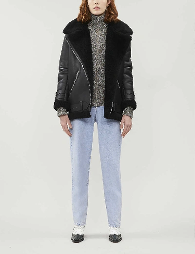 Shop Acne Studios Womens Black / Black Velocite Leather Jacket 12