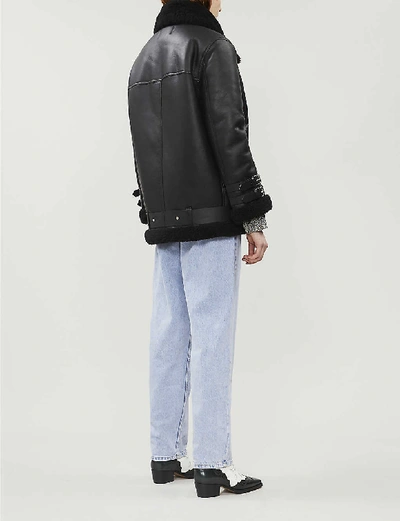 Shop Acne Studios Womens Black / Black Velocite Leather Jacket 12