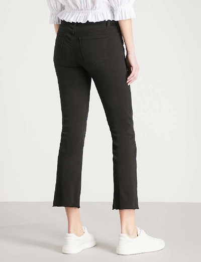 Shop J Brand Ladies Black Cotton Bastille Selena Frayed Bootcut Jeans, Size: 24 In Black Bastille