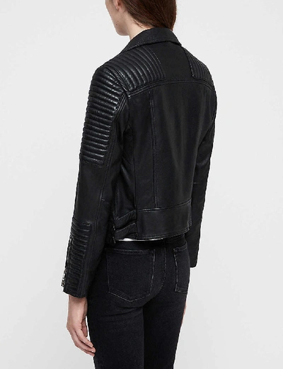 Shop Allsaints Estella Leather Biker Jacket In Black