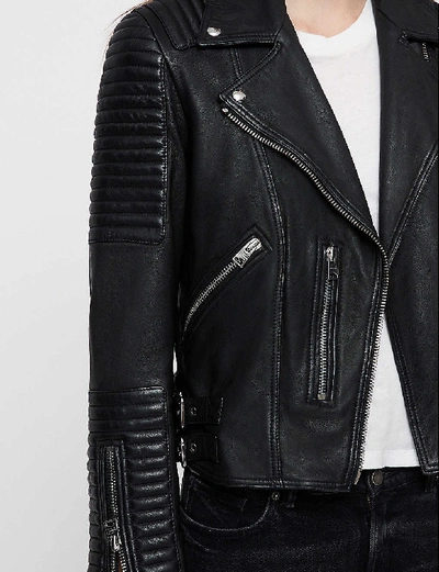 Shop Allsaints Estella Leather Biker Jacket In Black