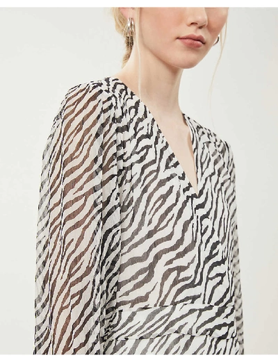 Shop Maje Ribane Zebra-printed Chiffon Mini Dress