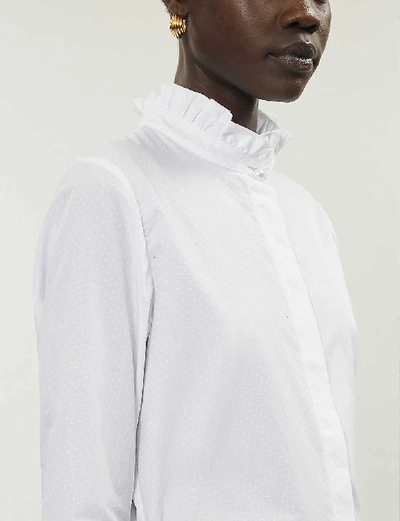 Shop Claudie Pierlot Women's Blanc Colombine Embroidered Cotton Shirt