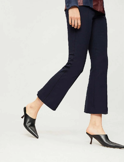 Shop Joseph Slim-fit Kick-flare Cropped Stretch-gabardine Trousers In Navy