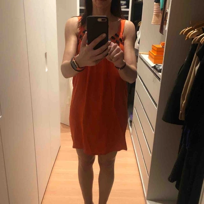 Pre-owned Charli Silk Mini Dress In Orange