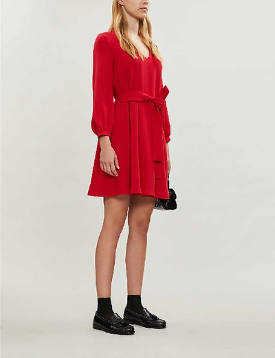 Shop Claudie Pierlot Roseane Bow-detail Crepe Mini Dress In Coquelicot