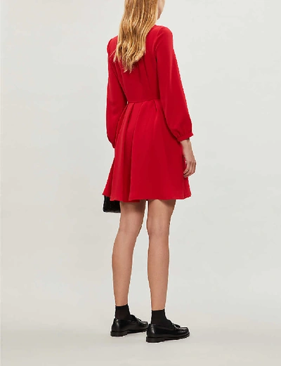 Shop Claudie Pierlot Roseane Bow-detail Crepe Mini Dress In Coquelicot