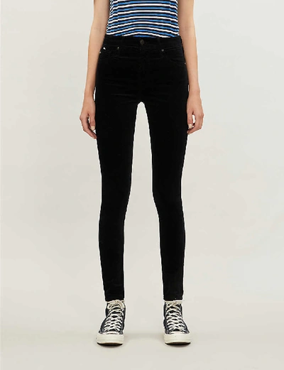 Shop Ag Farrah Skinny Skinny High-rise Velvet Jeans In Black