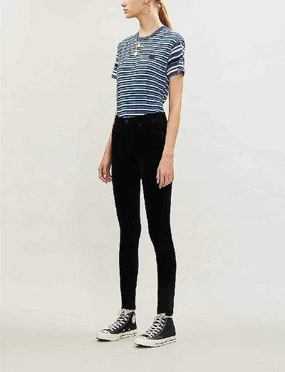 Shop Ag Farrah Skinny Skinny High-rise Velvet Jeans In Black