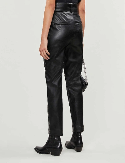 Shop The Kooples Faux-leather High-rise Stretch-jersey Trousers