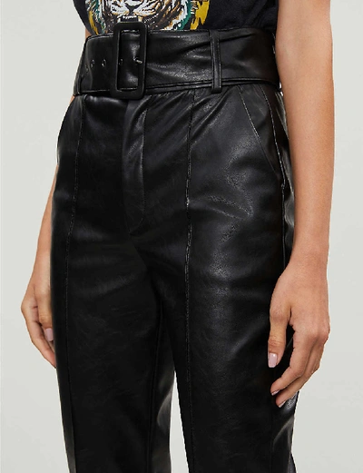 Shop The Kooples Faux-leather High-rise Stretch-jersey Trousers