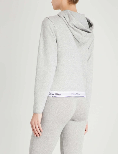 Shop Calvin Klein Women's 020 Grey Heather Modern Cotton Zip-up Cotton-jersey Hoody