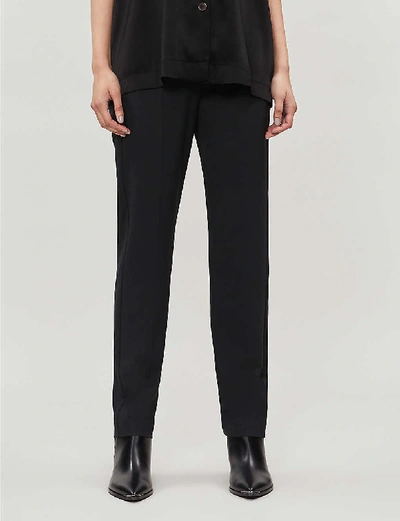 Shop Maje Waist-tie Twill Trousers In Black