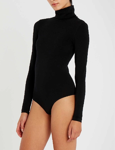Wolford Colorado Cotton-blend Turtleneck Bodysuit In Black
