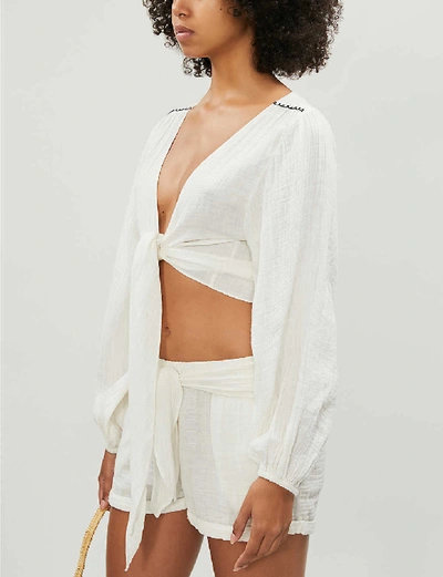 Shop Anaak Bianca Cotton-muslin Blouse In White