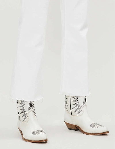 Shop J Brand Julia Cropped High-rise Flared Jeans In White