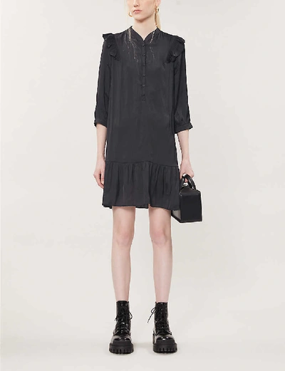 Shop Zadig & Voltaire Rygg Satin-crepe Mini Dress In Noir