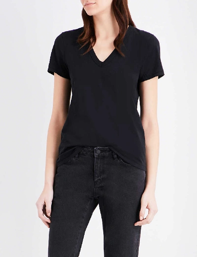 Shop Rag & Bone Women's Black V-neck Cotton-jersey T-shirt