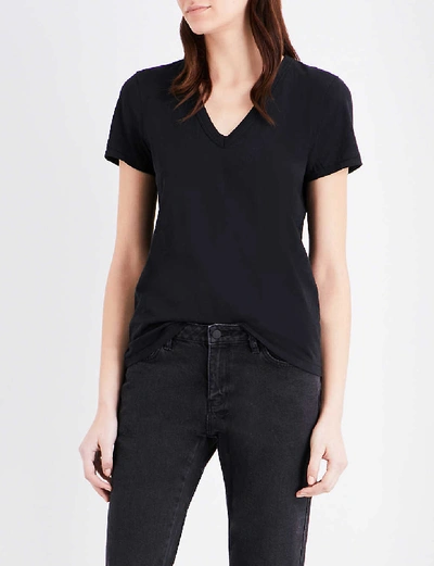 Rag & Bone Womens Black V-neck Cotton-jersey T-shirt In Black