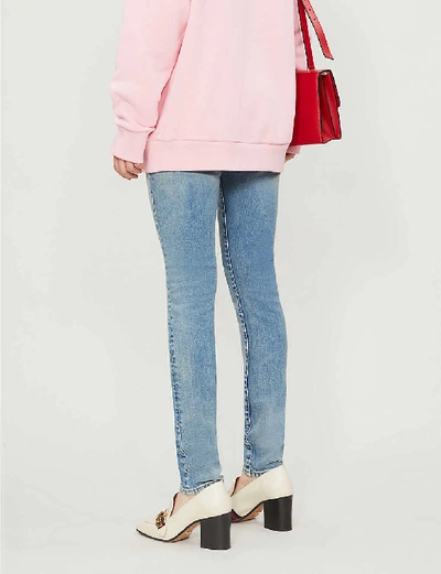 Shop Gucci Patch-embroidered Skinny Mid-rise Jeans In Denim