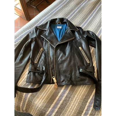 Pre-owned Merci Leather Biker Jacket In Black