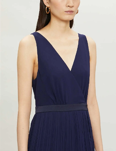 Shop Ted Baker Pleated Tiered Crepe Midi Dress In Navy