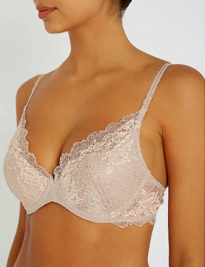 Shop Wacoal Lace Perfection Stretch-lace Underwired Bra In Rose Mist