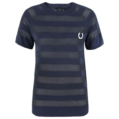 Pre-owned Fred Perry Navy Viscose Top