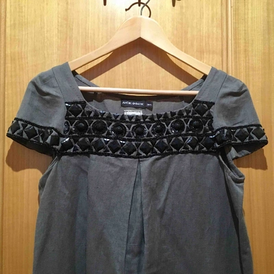 Pre-owned Antik Batik Linen Mid-length Dress In Khaki