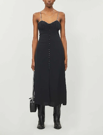 Shop The Kooples Embellished Silk Midi Dress