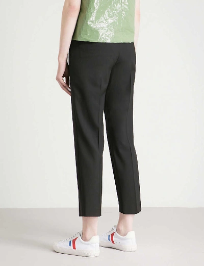 Shop Theory Treeca Cropped Stretch-wool Tapered Trousers In Black