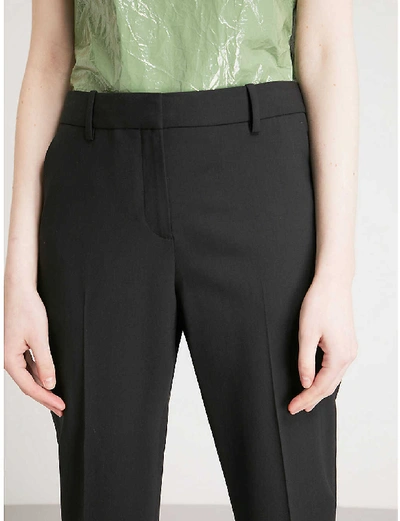 Shop Theory Treeca Cropped Stretch-wool Tapered Trousers In Black