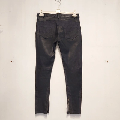Pre-owned Tommy Hilfiger Leather Slim Pants In Navy