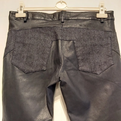 Pre-owned Tommy Hilfiger Leather Slim Pants In Navy
