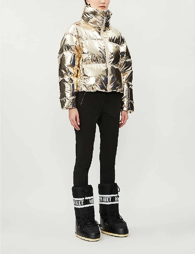 Shop Cordova Mont Blanc Cropped Shell-down Jacket In Pale Gold Foil