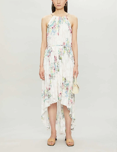 Shop Ted Baker Floral-print Pleated Crepe Midi Dress