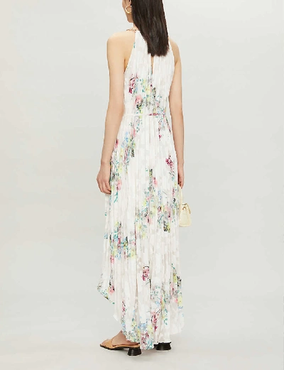 Shop Ted Baker Floral-print Pleated Crepe Midi Dress