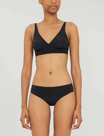 Wolford Pure V-neck Stretch-jersey Bralette In Black | ModeSens