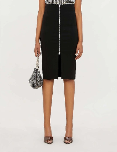 Shop Pinko Sagomare Stretch-ponté Pencil Skirt In Nero+limousine